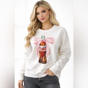 The Laundry Room Diet Coke Graphic Sweatshirt White Pullover Size Small